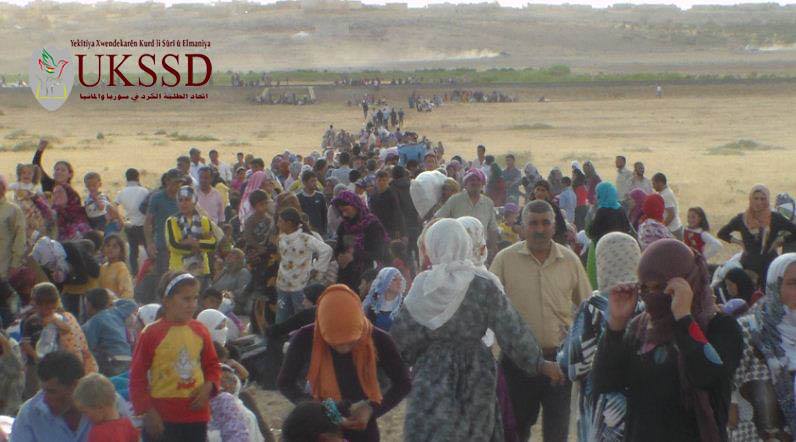 Bilder der UKSS Deutschland zeigen die Flucht der ZivilistInnen aus Kobani gen Türkei. Quelle: UKSSD.